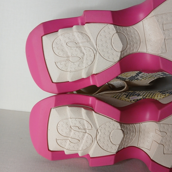 Sorel Sport Sandals Cream Pink Platform Snake Print Women’s 12 - Picture 8 of 10